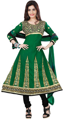 

Khushali Cotton Self Design, Embroidered Dress/Top Material(Un-stitched), Black;green