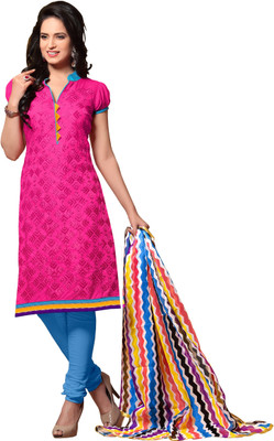 Trendz Apparels Chanderi Printed Salwar Suit Dupatta Material(Un-stitched), Pink