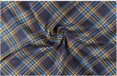 

Priks Cotton Checkered Shirt Fabric(Un-stitched), Dark blue