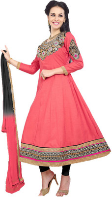

Party Wear Dresses Georgette Embroidered Semi-stitched Salwar Suit Dupatta Material, Pink