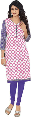 

Wholesale Surat Cotton Printed Kurti Fabric(Un-stitched), Pink;white