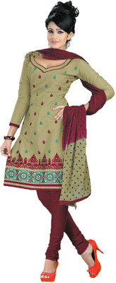 

Pshopee Cotton Embroidered Salwar Suit Dupatta Material(Un-stitched), Brown
