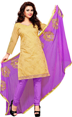 

Khushali Chanderi Self Design, Embroidered Dress/Top Material(Un-stitched), Cream