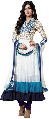 

Madhuram Georgette Embroidered Salwar Suit Dupatta Material(Un-stitched), White