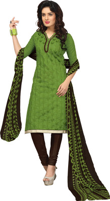 

Khushali Chanderi Self Design, Embroidered Salwar Suit Dupatta Material(Un-stitched), Brown;green