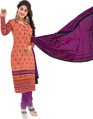 

Pshopee Cotton Printed Salwar Suit Dupatta Material(Un-stitched), Orange