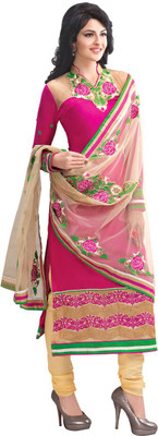 

Jiya Cotton Self Design, Embroidered, Embellished Salwar Suit Dupatta Material(Un-stitched), Beige;pink