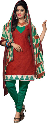 

Khushali Cotton Self Design, Printed Salwar Suit Dupatta Material(Un-stitched), Red