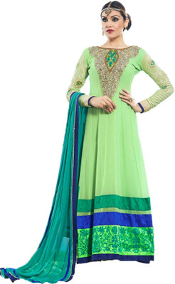 

Styliner Georgette Self Design Semi-stitched Salwar Suit Dupatta Material, Green