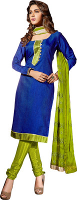 Khushali Silk Self Design Salwar Suit Dupatta Material(Un-stitched), Blue;green
