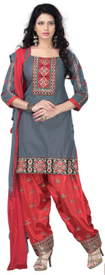 

Trendz Apparels Cotton Embroidered Dress/Top Material(Un-stitched), Grey