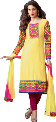 

Khushali Cotton Self Design, Embroidered Salwar Suit Dupatta Material(Un-stitched), Pink;yellow