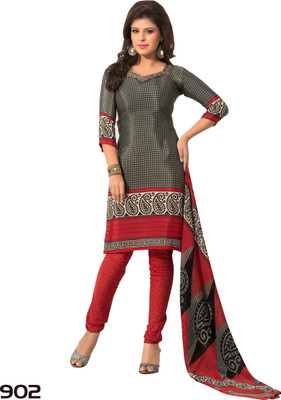 

Shoppie Zone Crepe Printed Salwar Suit Dupatta Material(Un-stitched), Grey