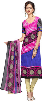 Trendz Apparels Crepe Printed Salwar Suit Dupatta Material(Un-stitched), Multicolor
