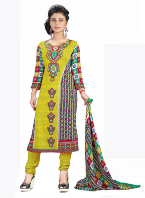 

Jiya Crepe Self Design, Printed Salwar Suit Dupatta Material(Un-stitched), Multicolor