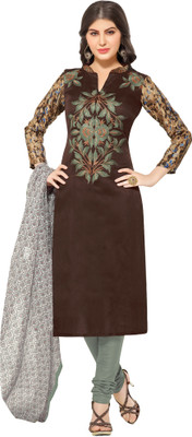 

Khushali Silk Self Design, Embroidered Salwar Suit Dupatta Material(Un-stitched), Brown;grey;multicolor