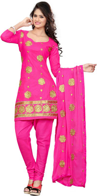 

MADA Cotton Embroidered Salwar Suit Dupatta Material(Un-stitched), Megenta