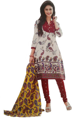 

Rajhans Creation Cotton Printed Salwar Suit Material(Un-stitched), White