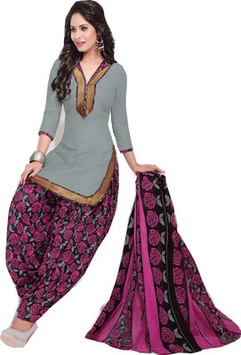 

Chatri Fashions Cotton Floral Print, Self Design, Polka Print Salwar Suit Material(Un-stitched), Grey