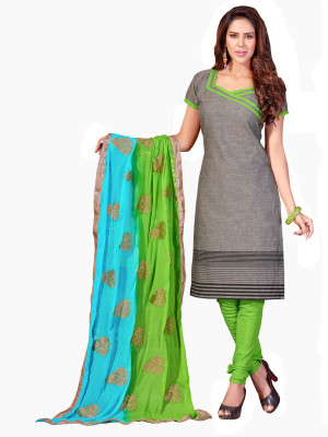 

Jiya Cotton Self Design Salwar Suit Dupatta Material(Un-stitched), Green;grey;light blue