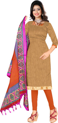 

Khushali Silk Self Design Salwar Suit Dupatta Material(Un-stitched), Beige;orange