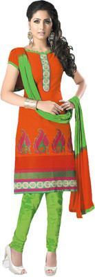 

Pshopee Cotton Embroidered Salwar Suit Dupatta Material(Un-stitched), Orange
