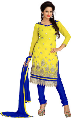 

Jiya Georgette Self Design, Embroidered Salwar Suit Dupatta Material(Un-stitched), Blue;yellow