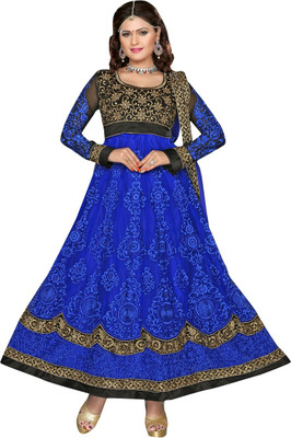 

Trendz Apparels Net Embroidered Dress/Top Material(Un-stitched), Blue