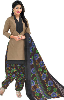 

Javuli Cotton Printed Salwar Suit Material(Un-stitched), Beige