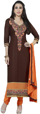 

Sidhi Craft Cotton Embroidered Salwar Suit Dupatta Material(Un-stitched), Dark brown
