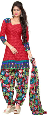 

Jiya Cotton Polyester Blend Self Design, Printed Salwar Suit Dupatta Material(Un-stitched), Multicolor;red