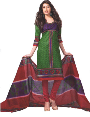 

M.R. The Boutique Cotton Printed Salwar Suit Dupatta Material(Un-stitched), Green