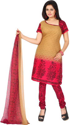 

Trendz Apparels Jacquard Printed Dress/Top Material(Un-stitched), Red