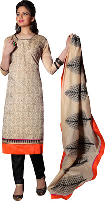 

Ewows Cotton Embellished Salwar Suit Dupatta Material(Un-stitched), Beige