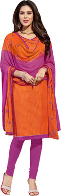 

Jiya Cotton Self Design, Embroidered Salwar Suit Dupatta Material(Un-stitched), Orange;pink
