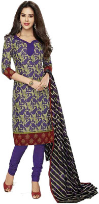 

Indian Wear Online Cotton Printed Salwar Suit Dupatta Material(Un-stitched), Blue