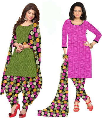 

Women Latest Fancy Designer Salwar Suit Crepe Printed Salwar Suit Dupatta Material(Un-stitched), Multicolor