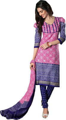 

Party Wear Dresses Cotton Printed Salwar Suit Dupatta Material(Un-stitched), Pink