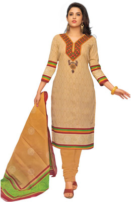 

Divi Cotton Printed Salwar Suit Dupatta Material(Un-stitched), Beige