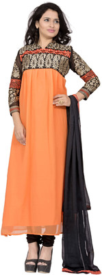 

Jiya Georgette Self Design, Embroidered Salwar Suit Dupatta Material(Un-stitched), Orange