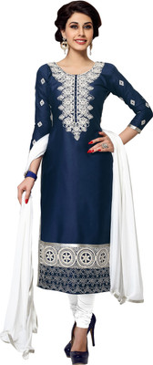 

Jiya Cotton Polyester Blend Self Design, Embroidered Salwar Suit Dupatta Material(Un-stitched), Blue;white