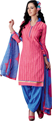 

Jiya Chanderi Self Design, Embroidered Salwar Suit Dupatta Material(Un-stitched), Blue;pink