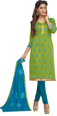 

Khushali Chanderi Self Design, Embroidered Salwar Suit Dupatta Material(Un-stitched), Blue;green