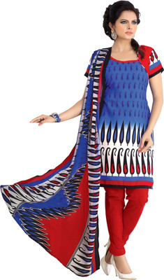 

BanoRani Cotton Polyester Blend Printed Salwar Suit Dupatta Material(Un-stitched), Blue