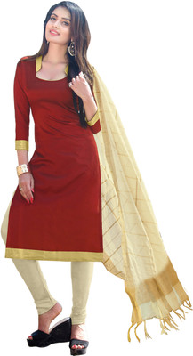 

Khushali Silk Self Design Salwar Suit Dupatta Material(Un-stitched), Beige;maroon
