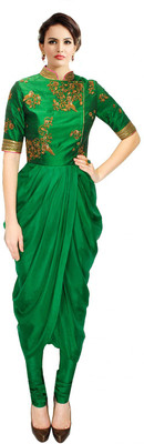 

Vandv Shop Georgette Embroidered Kurti Fabric(Un-stitched), Green