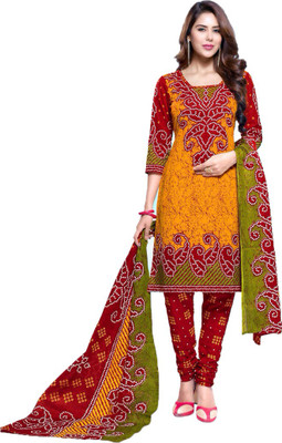 

Indian Wear Online Cotton Printed Salwar Suit Dupatta Material(Un-stitched), Yellow