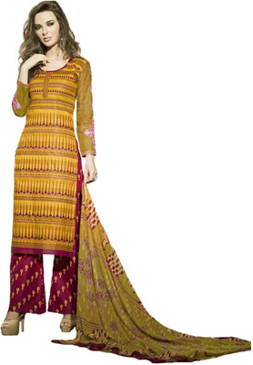 

Indian Wear Online Cotton Printed Semi-stitched Salwar Suit Dupatta Material, Yellow