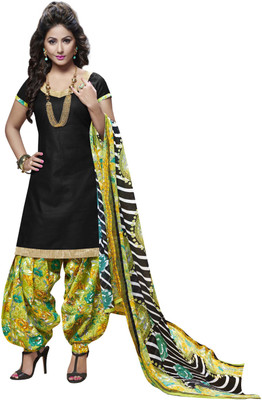 

Khushali Cotton Self Design Salwar Suit Dupatta Material(Un-stitched), Black;multicolor