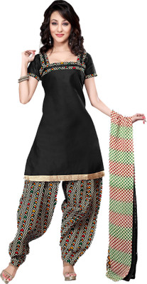 

Trendz Apparels Cotton Floral Print Dress/Top Material(Un-stitched), Black